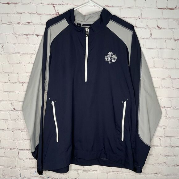 Footjoy 1/2 Zip Golf Pullover Long Sleeve Windshirt Navy Silver Size L - Picture 4 of 13